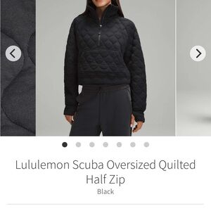 Lululemon Scuba Oversized Black Quilted Half Zip Size Medium Large